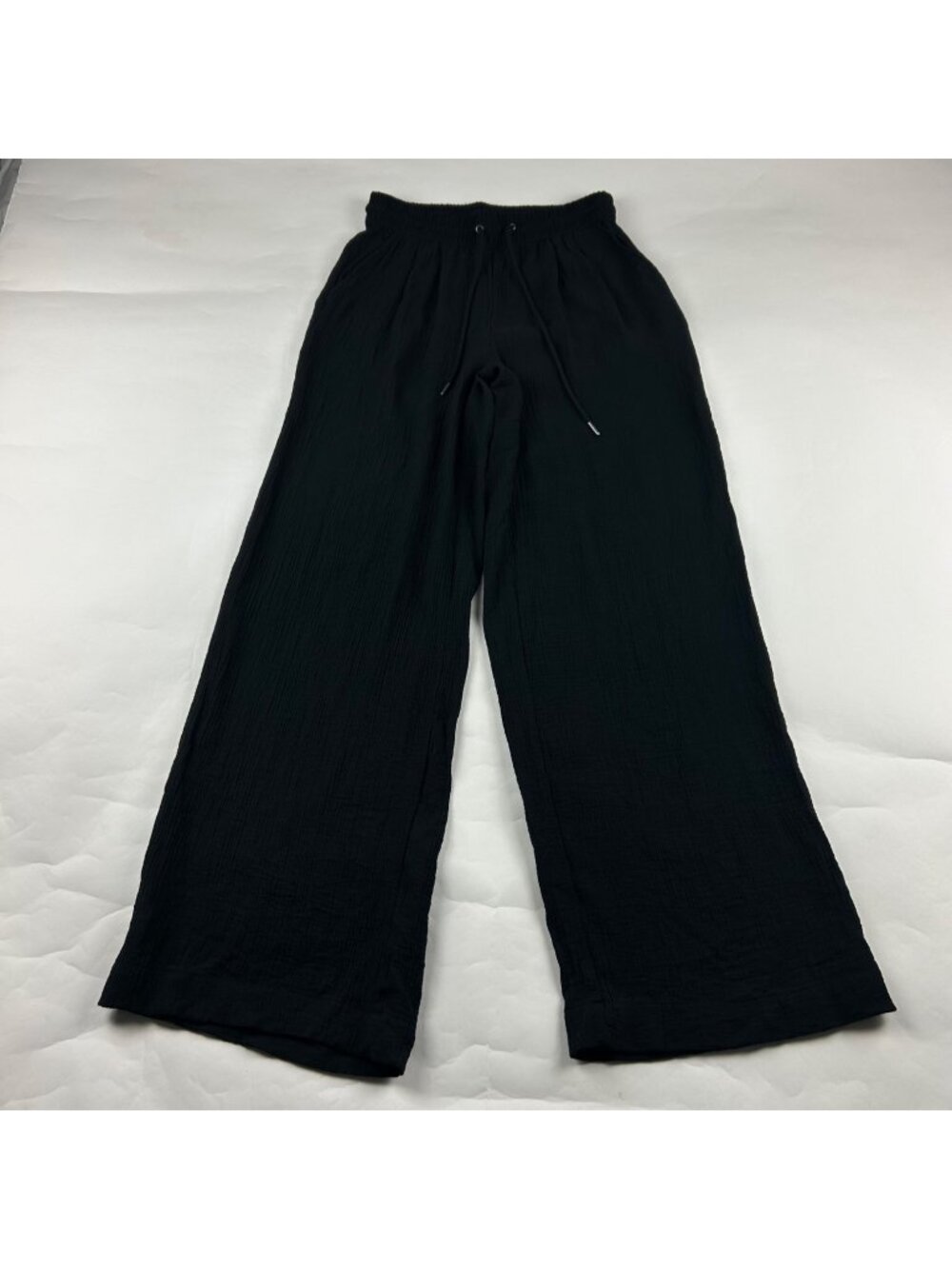 A New Day Black Crinkle Wide Leg Lounge Pant S - Picture 1 of 7